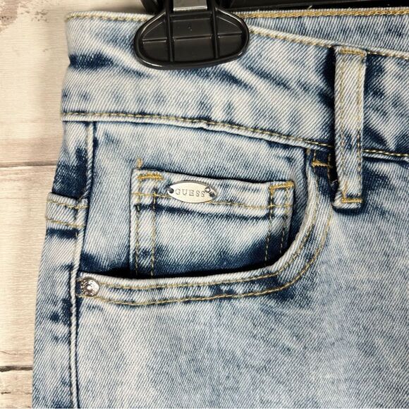 Guess Crystal Embellished Light Acid Wash Wide Leg Jeans 27/30 NWT $90 - Picture 7 of 7